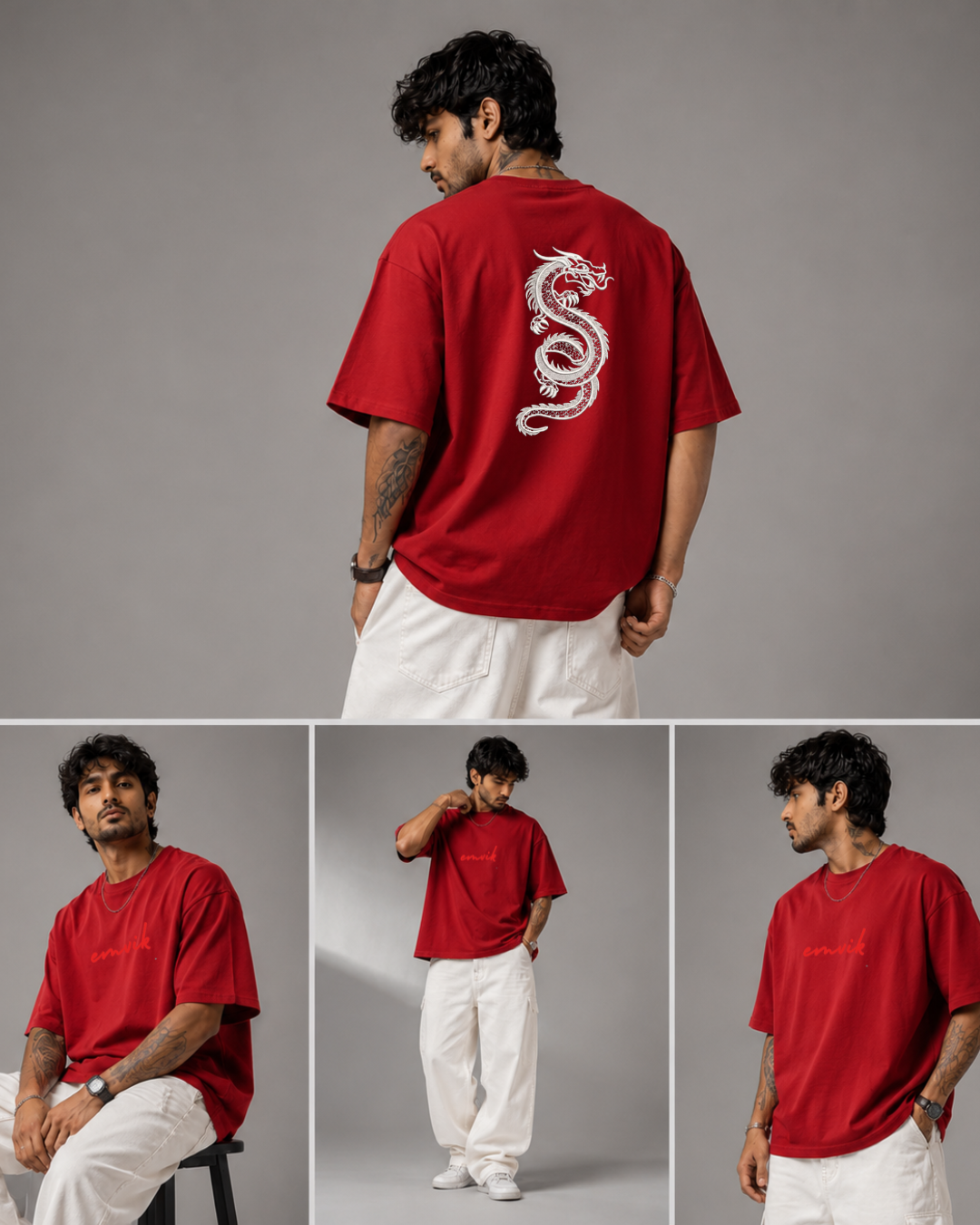 Crimson Wyrm Heavyweight Embroidered Tee