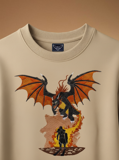 Dragon Embroidered Oversized T-Shirt for Men | Party Wear | Emvik