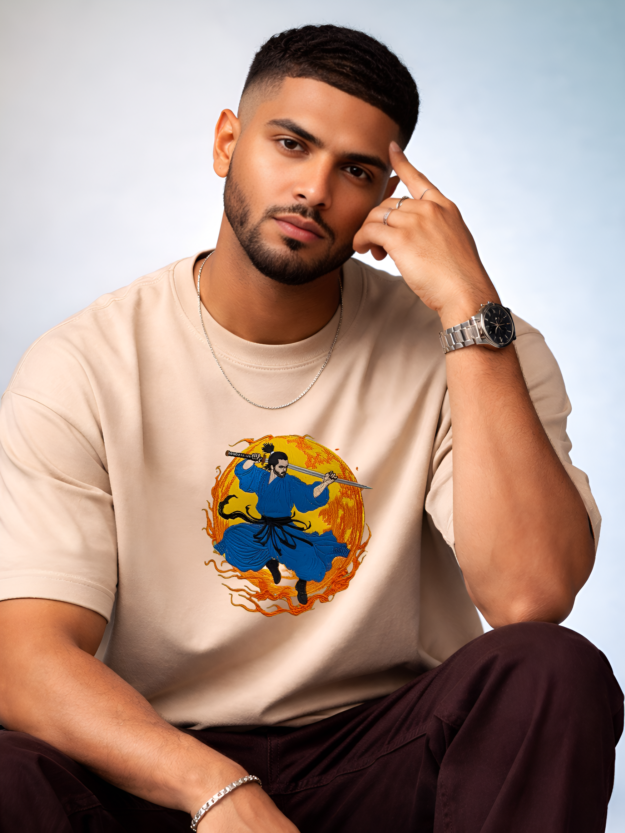 The Flame Warrior Embroidered T-Shirt