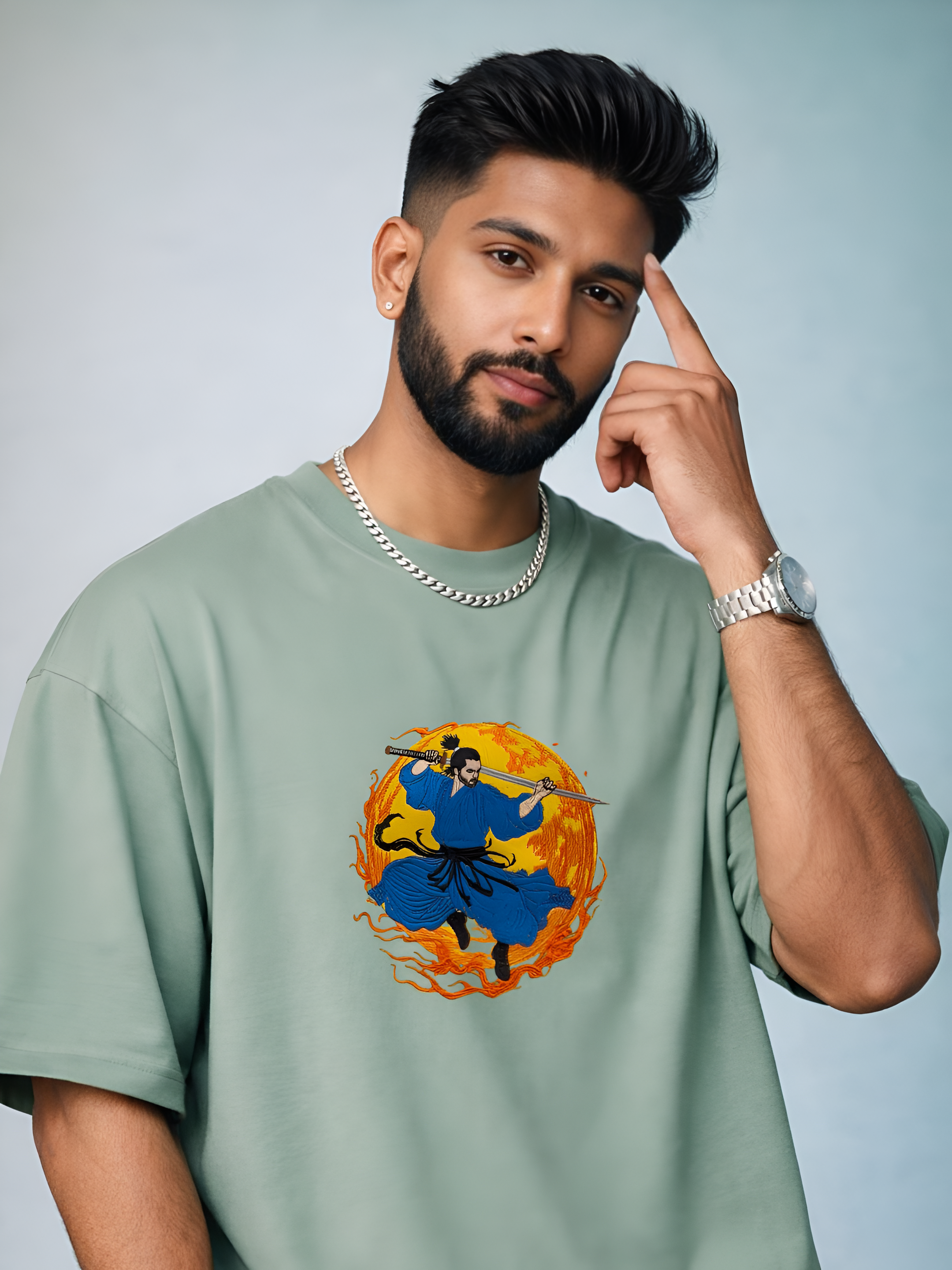 The Flame Warrior Embroidered T-Shirt