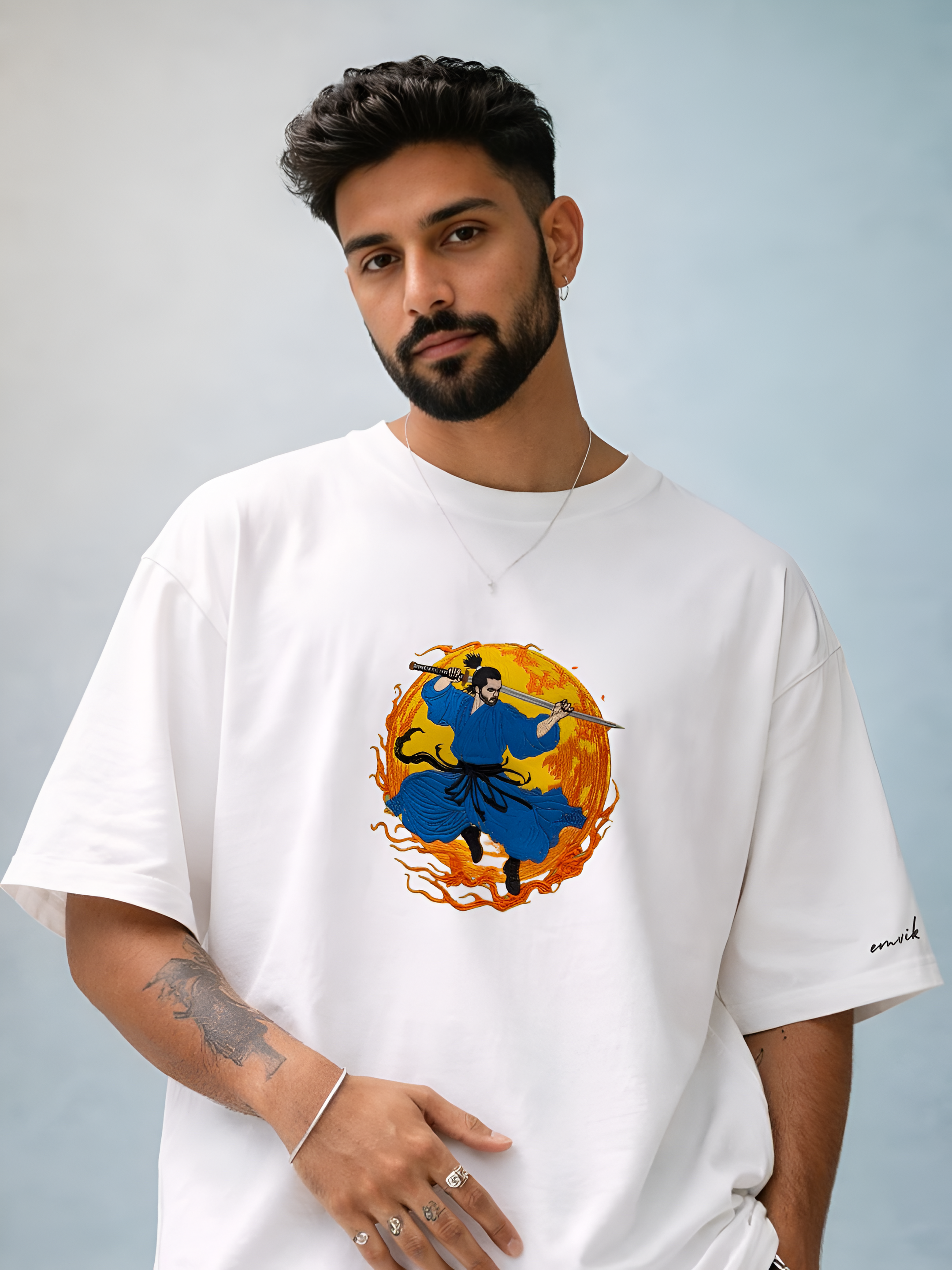 The Flame Warrior Embroidered T-Shirt